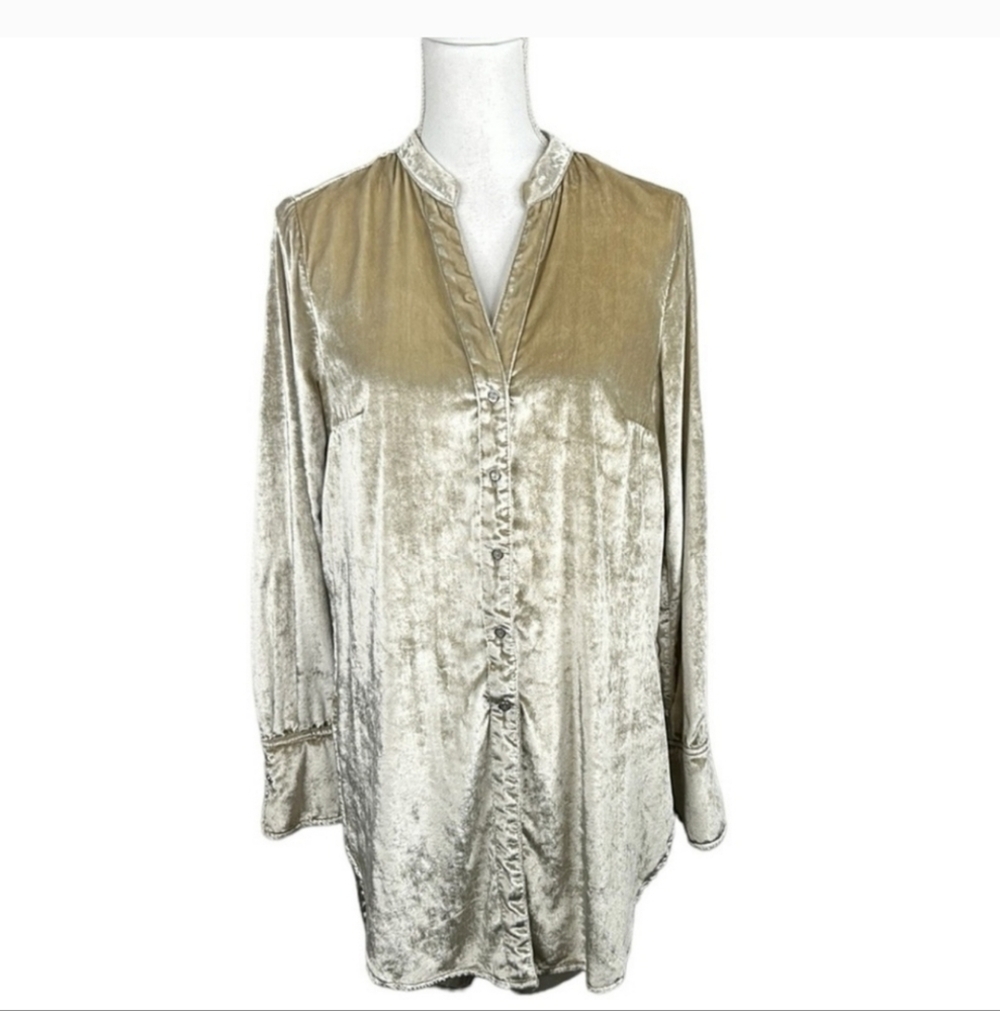 Maeve Boho Velvet Long Sleeve High Low Tunic Long Line Top Size 4